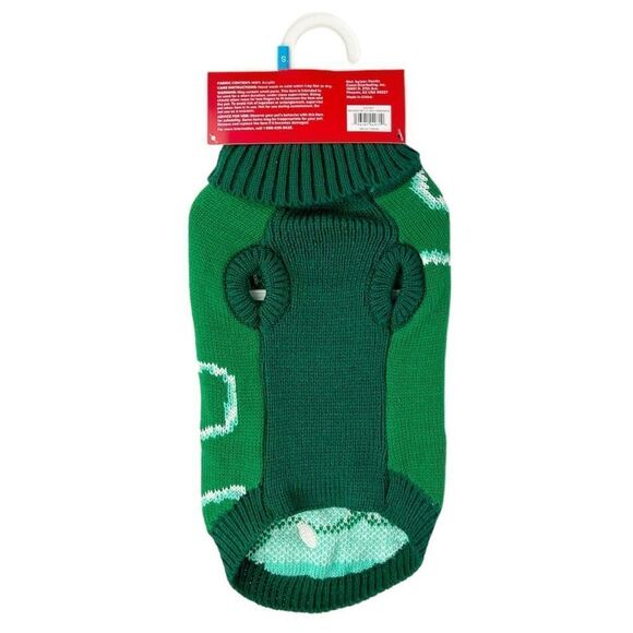 Merry & Bright Let’s Get Lit Green Christmas Holiday Dog Sweater Size Small - Picture 2 of 5